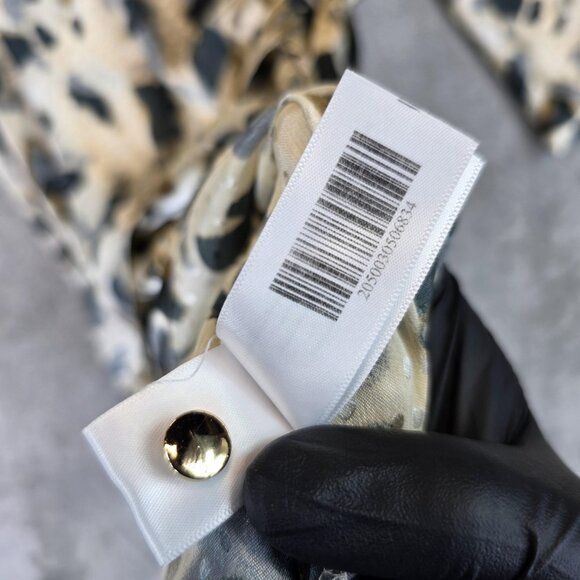 Wardrobe Dress Womens Medium Animal Print Long Sleeve Button Front Ruched Wrap - Picture 12 of 13